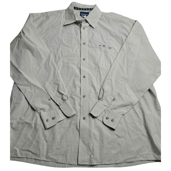 Wrangler Other - Wrangler Long Sleeve Plaid‎ Button Up MPP264 Men's Medium 100% Cotton
